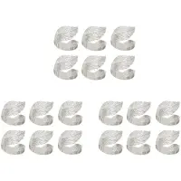 Typecat Blad Servettringar Set med 18, Blad Servettringar för Dukning, Blad Servetthållare i Metall för Julfest Silver
