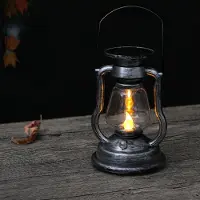 Typecat 2X Retro Solar Hanging Candle Light LEDs Oil Lamp Flickering Flameless Solar Lantern Outdoor Garden Yard Lighting-Gold