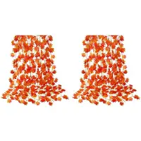 Typecat 24 Packs of Artificial Autumn Leaves Garland Hanging Vine Thanksgiving Decoration for Family Wedding Fireplace Party