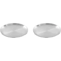 Typecat 2st 14 cm Benspottskål i Rostfritt Stål Silver Grund Bricka Metall Matsalsskiva Rund Tallrik Dessertservis