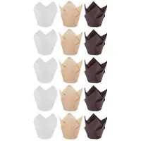 ISTOVO 1000Pcs Tulip Cupcake Baking Cups, Muffin Baking Liners Holders, Rustic Cupcake Wrapper, Brown, White and Nature Color
