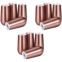 Exogio Stainless Insulated Wine Tumbler with Lid -Portable Egg Shape Cup Fashion Gift Cup-6 Oz ,Rose Gold (12 Pack)