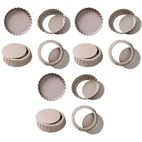 ISTOVO 3X Tart Pan, 4 Inch Quiche Pan Removable Bottom Non-Stick Tin, for Oven Baking Carbon Steel Gold Pie Pan.(4 Packs)