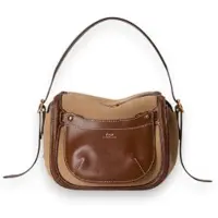 Ralph Lauren för kvinnor. 428P11041002 Miniväska satchel Polo ID i mocka och beige läder (OSFA), Casual, Före