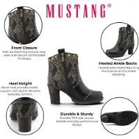 Mustang damers svarta blommiga ankelstövlar - M0162012