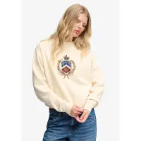 Superdry för kvinnor. W2012721A Beige Crest Loose sweatshirt (S), Casual, Bomull, Lång ärm