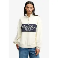 Superdry för kvinnor. W2012723A Beige sweatshirt Ornate Script med halv dragkedja (S), Casual, Bomull