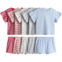 The Set Pyjamas kräm / pastellblå / ljusblå / rosa / röd