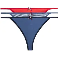 Tommy Hilfiger 3 Pack Global Stripe Bow Tanga Thongs