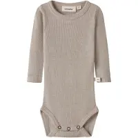 Name it Lil' Atelier Body l/ä - Rib - Ull/Modal - Slim - NbnNalu - Fjäde - - 1 år (80) - Body L/Ä