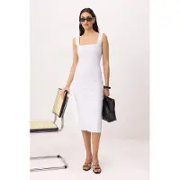 Trendyol TRENDYOLMİLLA Dam Vit Enfärgad Midi Ärmlös Bodycon Klänningar