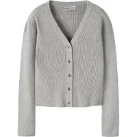 Name it Cardigan - NkfLarenlise - Stickad - Light Grey Melange - - 6 år (116) - Cardigan