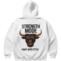 Kleidermafia Sweatshirt 'Oversize Strength Mode Hoodie - White' vit