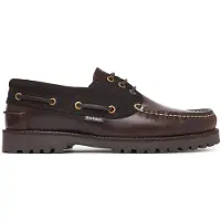 Barbour för män. MFO0795 Bruna Deck-skor i läder (43), Hud, Karta, Nyckelband, Casual