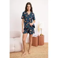 Trendyol Kort pyjamas marinblå / ljusblå / mörkorange / rosé