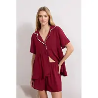 Trendyol Kort pyjamas bordeaux / vit