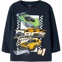 Name it T-shirt 'NMMJunior Hotwheels' marinblå / gräsgrön / orange / vit