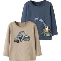 Name it Tröjor - 2-pack - NmmKarke - Sesam/Vintage Indigo - - 2 år (92) - Tröja