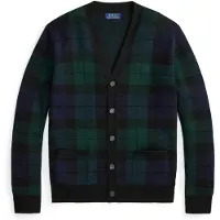 Ralph Lauren för män. 710B23895001 Rutig kofta i ylle, svart (L), Casual, Ull, Lång ärm