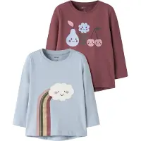 Name it T-shirt 'NMFVIX' mörkgrön / pastelllila / gammalrosa / burgunder