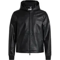 Calvin Klein Hooded Faux Leather Bomber Jacket