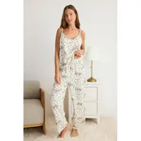 Trendyol Pyjamas chamois / marinblå / ljusblå / gammalrosa