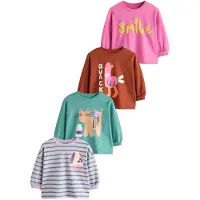 Next T-shirt brun / grön / ljuslila / rosa / vit