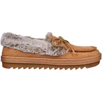 SKECHERS Mjuk och skön lädermockasin-toffel för kvinnor/damer (Kastanj)