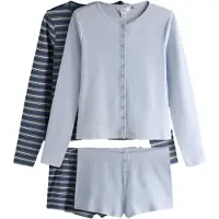 The Set Kort pyjamas marinblå / duvblå / off-white