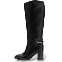 GUESS för kvinnor. FLFGRILEA11 Grendi svarta läderstövlar (40), Hud, 3 till 5 cm, Zip, Casual, Klassisk