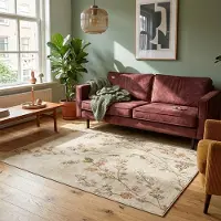 FRAAI Tvättbar matta | Misty Floral gräddvit hos Volero | 180x280cm | Creme | Rektangel | Inomhusmattor