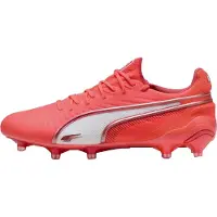 Puma King Ultimate Firm Ground fotbollsskor för dam/dam (Vit/Fyrröd)