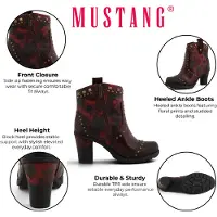 Mustang Damstövlar med blommig klack - M0162012