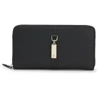 BOSS Ziparound wallet in grained leather with Double B charm