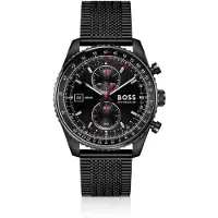 BOSS Skytraveller Pro black-plated watch with sapphire crystal