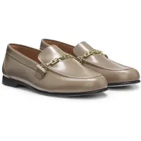 BOSS Leather loafers with chain trim and logo detail