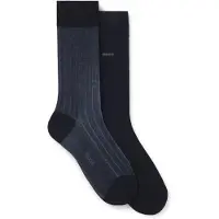 BOSS Two-pack of vanisé rib socks in a mercerised cotton blend