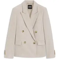 BOSS Double-breasted regular-fit blazer in melange flannel