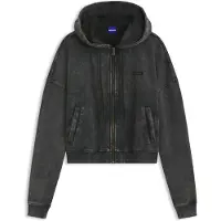 HUGO Relaxed-fit cropped hoodie with washed box logo