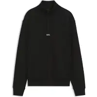 BOSS Cotton-terry sweatshirt with quarter zip