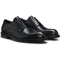 BOSS Derby shoes in brush-off leather with embossed logo