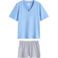 Next Kort pyjamas ljusblå / ljuslila / svart / off-white