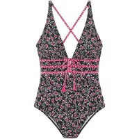 LASCANA Baddräkt magenta / svart / vit