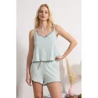 Trendyol Kort pyjamas turkos / vit