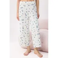 Trendyol Pyjamasbyxa marinblå / ljusblå / gräsgrön / vit