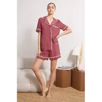 Trendyol Kort pyjamas röd / mörkröd / vit