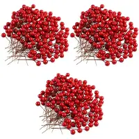 Typecat 600 Pcs Holly Berries Artificial Berries for Christmas Wreath Decorations Wreath Making Supplies Party Decoration