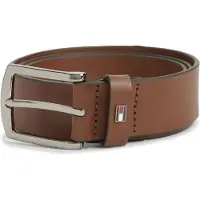 Tommy Hilfiger Leather Enamel Flag Rectangular Buckle Belt
