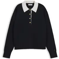 Tommy Hilfiger Premium Knit Gold Tone Button Polo Jumper