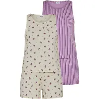 LASCANA Kort pyjamas beige / lila / svart